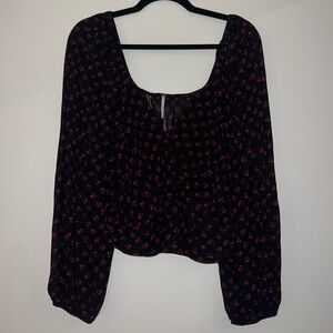 Free People Dark Floral Blouse